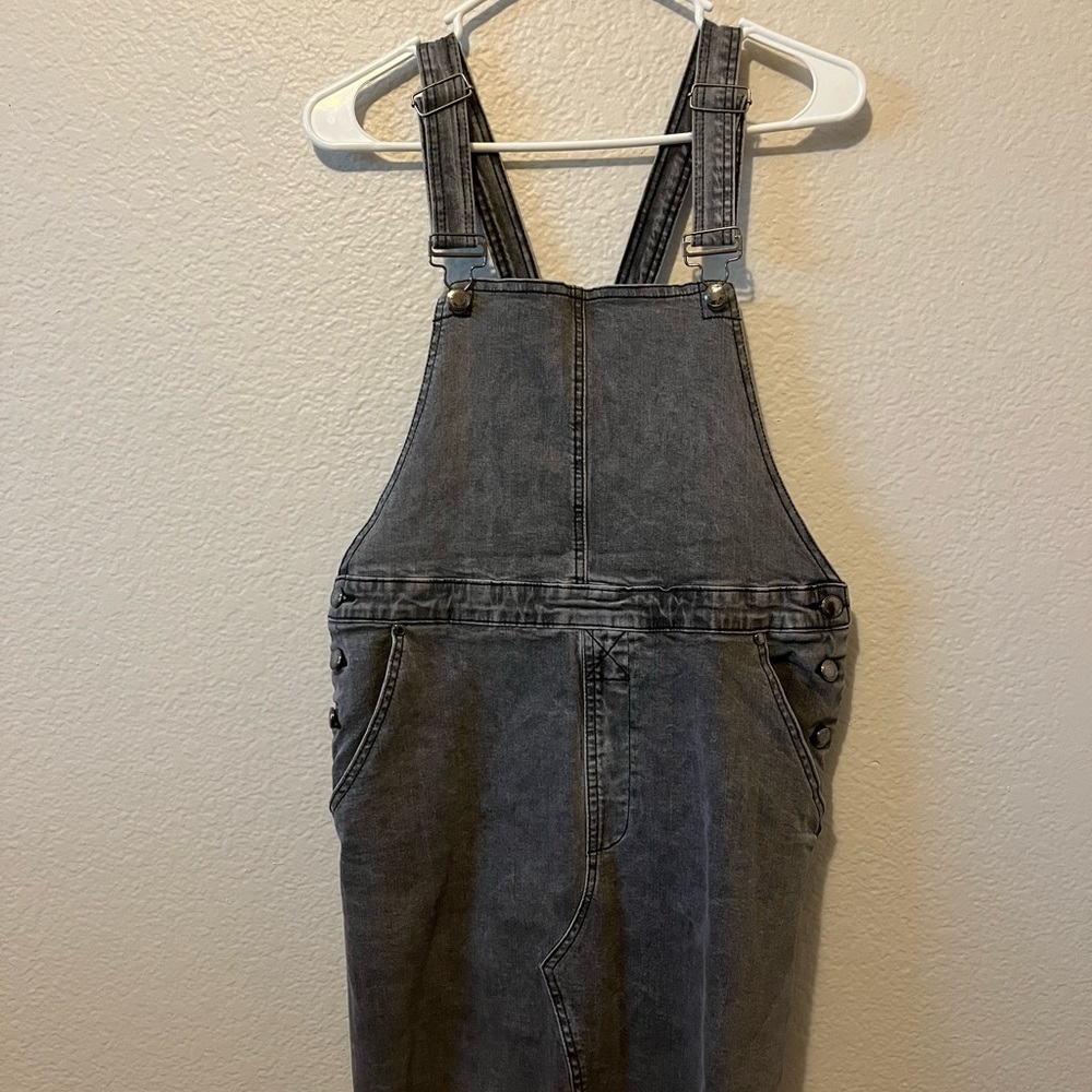 Distressed Denim Overall Dress